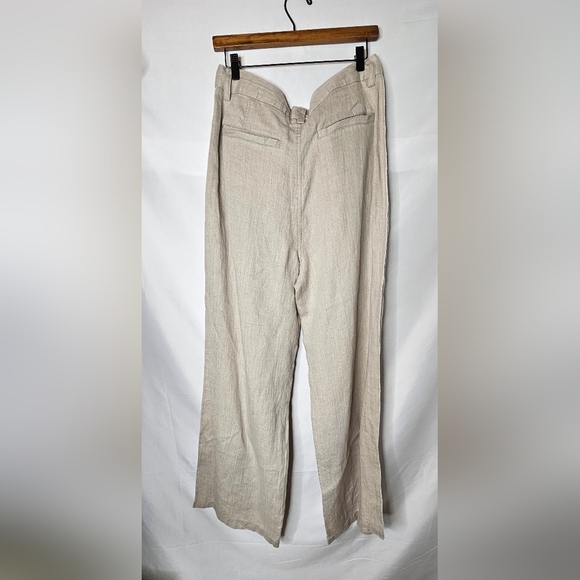 NWT Sundance Bellamy Pleated Linen Pants Size 16 Natural Beige Wide Leg - Picture 7 of 11
